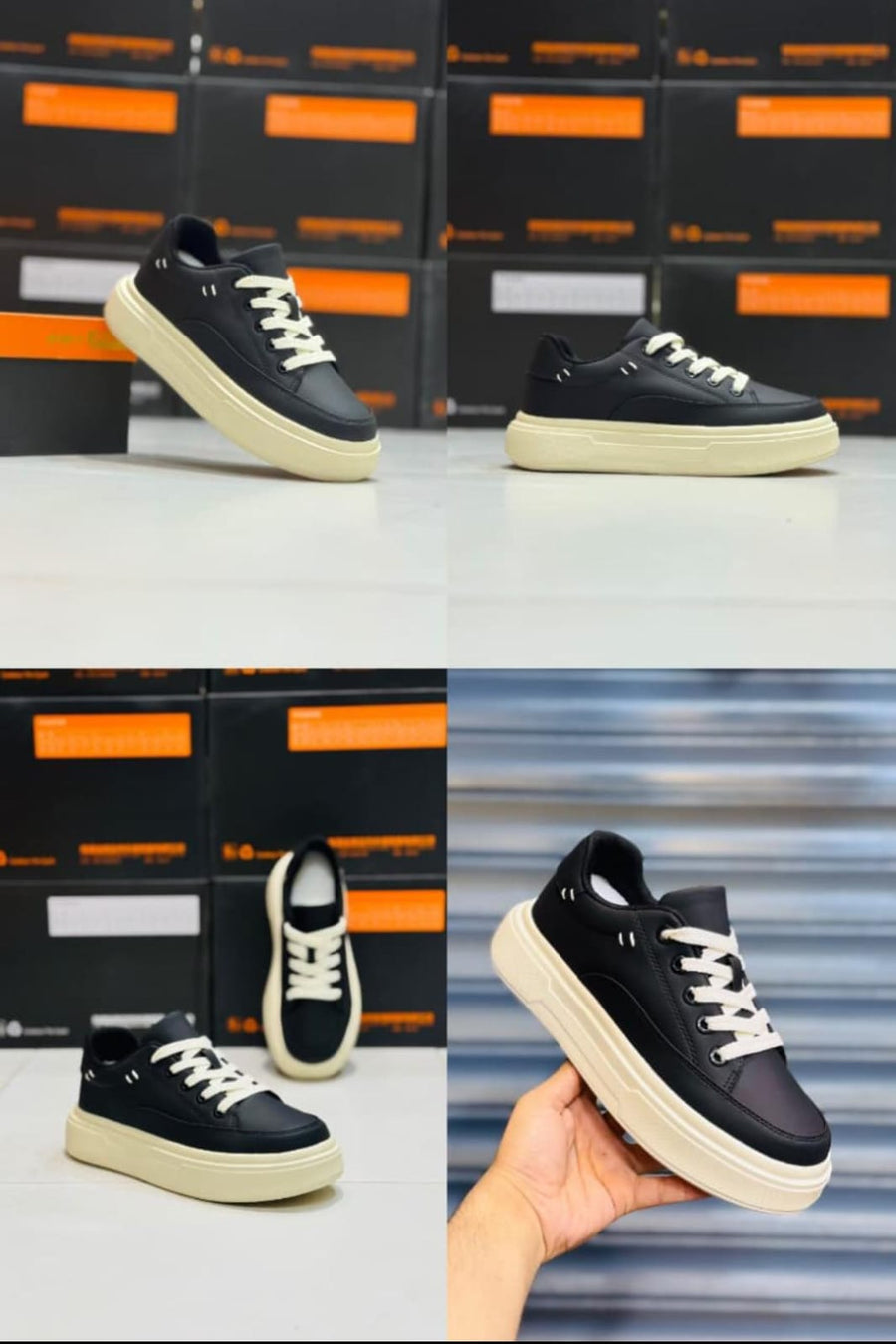 Classic Street Sneakers — Black & Cream product photo 1
