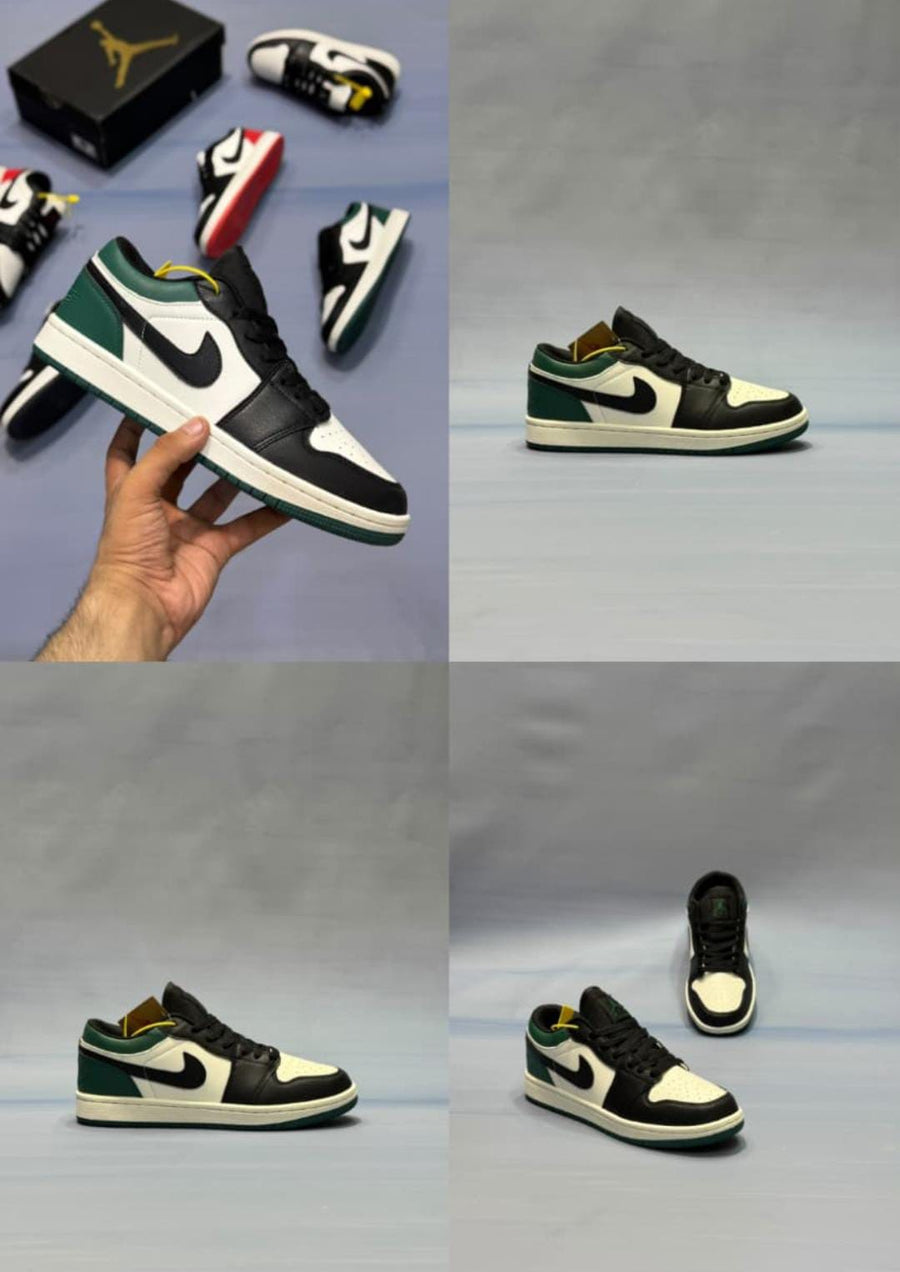 Retro High-Top Sneakers — Green & Cream product photo 1
